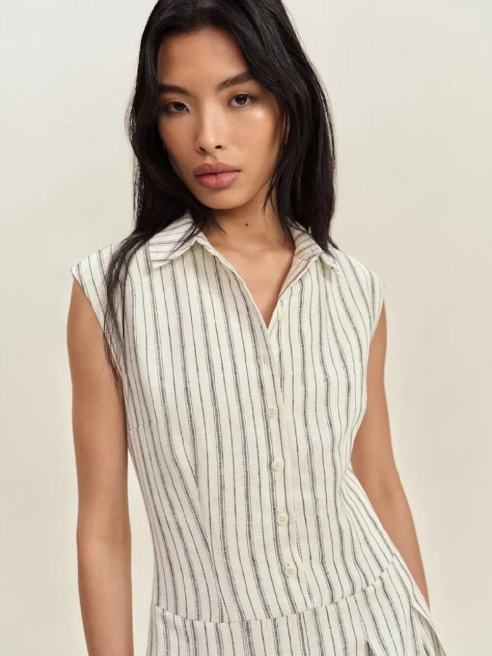 Reformation Arella Linen Dress In Elsie Stripe